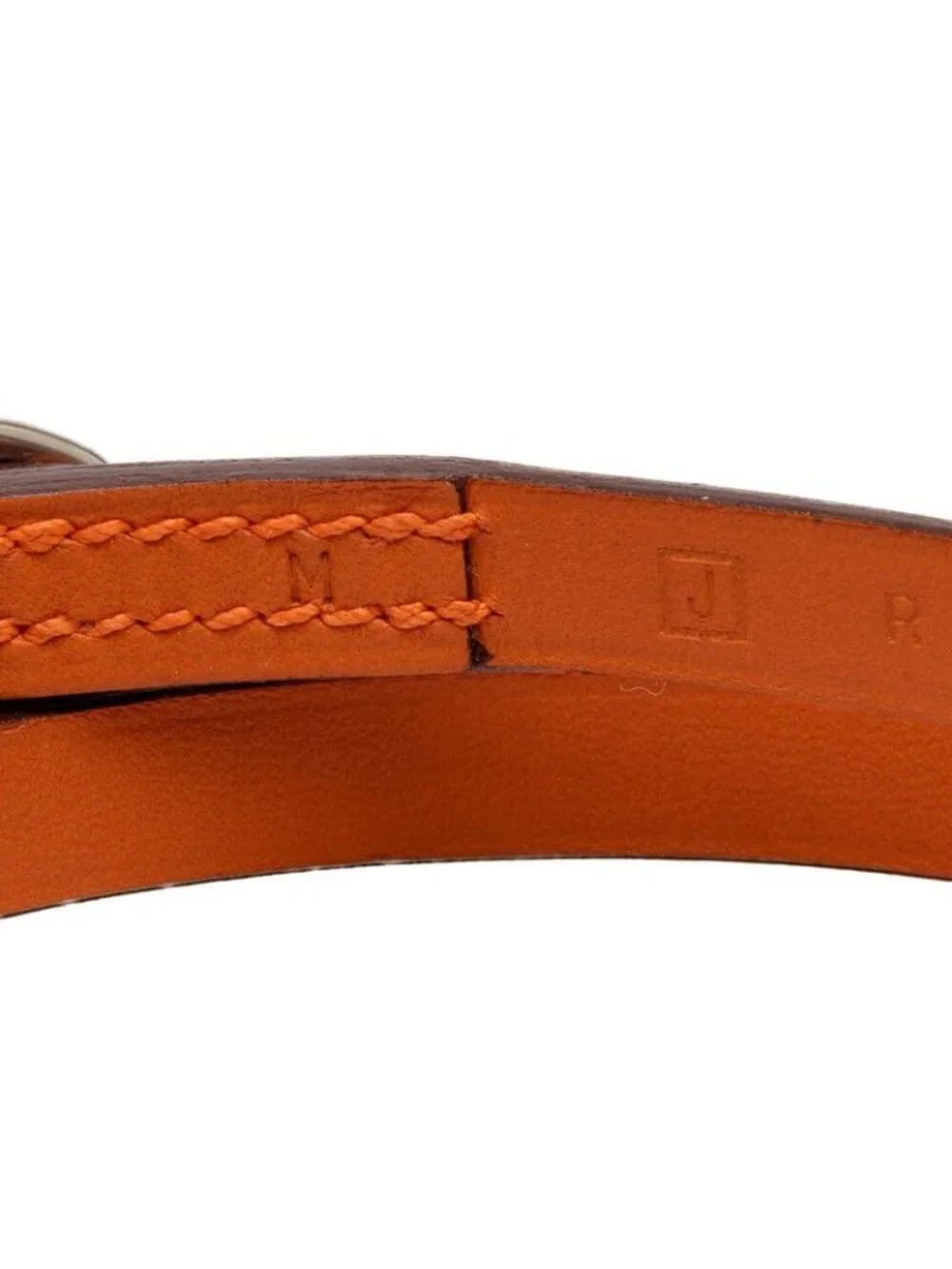 Hermes Hapi Triple Strand Bracelet Orange Leather Metal